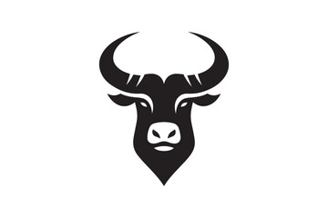 Bold Bull Head Silhouette Logo Design