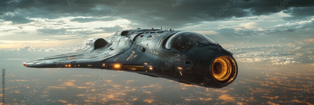 Aufkleber transitioning to the plane using the teletrap in a futuristic setting