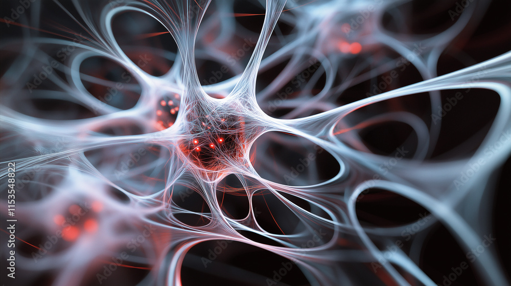 Poster a detailed 3d visualization of neural networks with glowing synapses and interconnections, represent