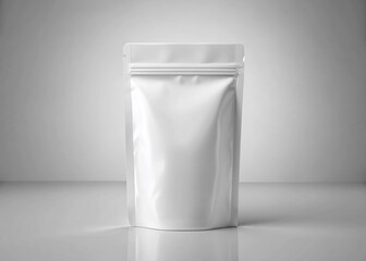 Modern White Zip Lock Pouch Packaging Mockup - Clean Minimalist Product Branding