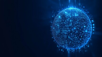 Glowing blue sphere of digital data.