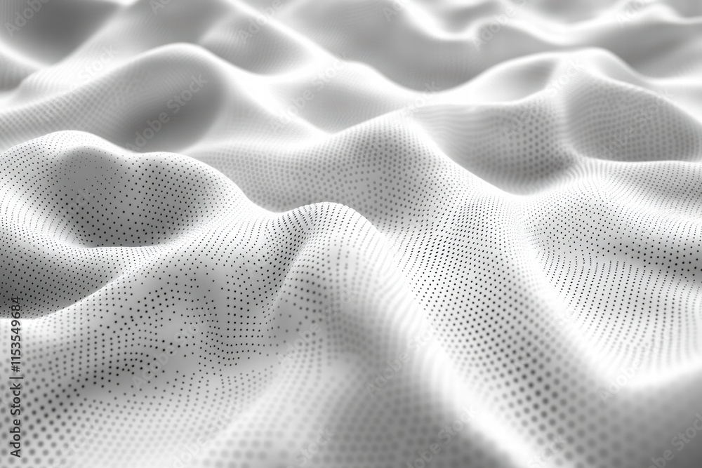 Poster minimalist white fabric draped elegantly with subtle dot patterns creating texture and depth