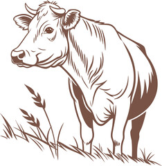 Fototapeta premium Adobe IllustCow Vector Illustration - Farm Animal Digital Artrator Artwork