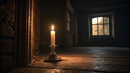 Naklejka premium candle in the dark room