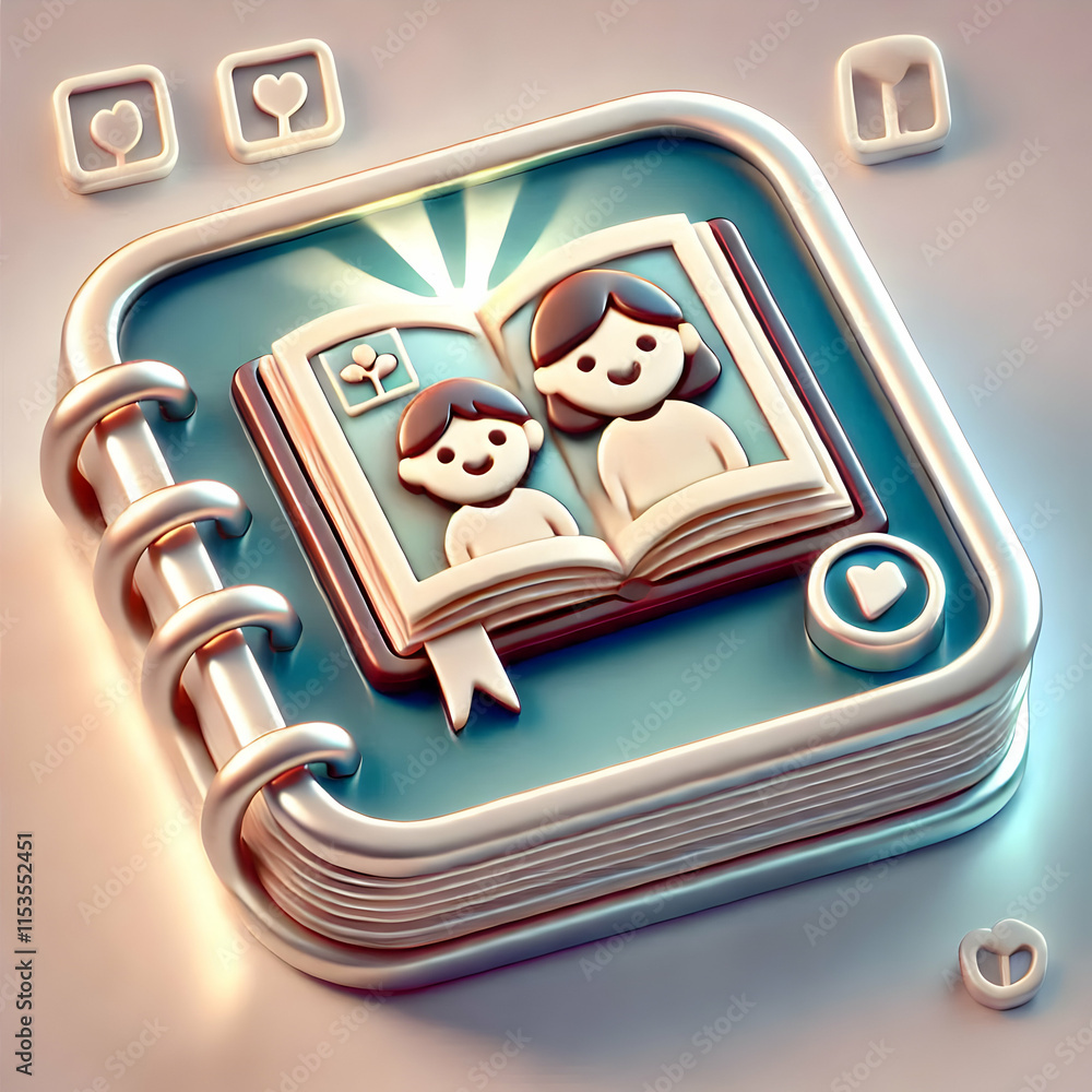 Aufkleber 3d glossy background with a soft light illuminating a family album concept as a glossy background fe