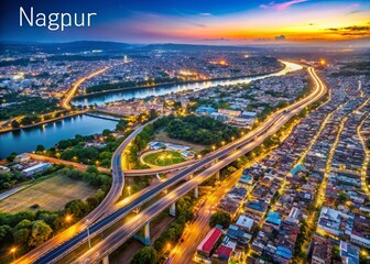 Nagpur City Map: Aerial View of Roads, Highways & Rivers