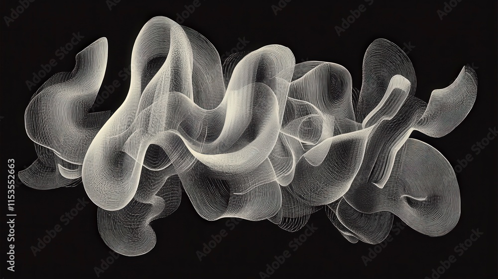 Poster abstract flowing lines on black background in elegant design