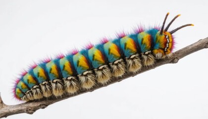 Vibrant Colorful Caterpillar on Branch