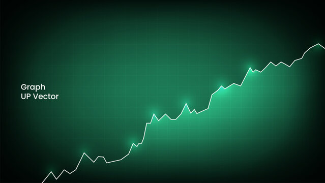Stock Market Growth Illustration with Increasing Graph Going Up. Increasing graph and arrow on green background.
