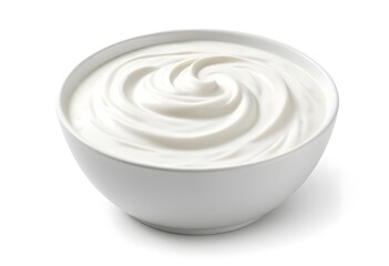 A bowl of creamy white yogurt or sour cream