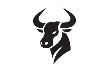 Bold Bull Head Silhouette Logo Design