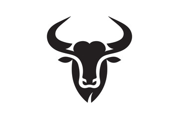Bold Bull Head Silhouette Logo Design