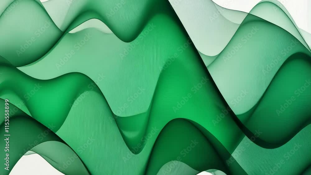 Poster abstract green wave design with fluid movement and soft transitions in art