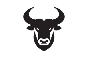 Naklejka premium Bold Bull Head Silhouette Logo Design
