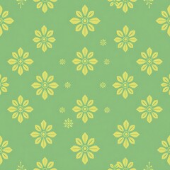 Green and Yellow Floral Pattern:  A seamless, elegant pattern featuring yellow flowers on a soft green background. This design is perfect for a variety of projects.