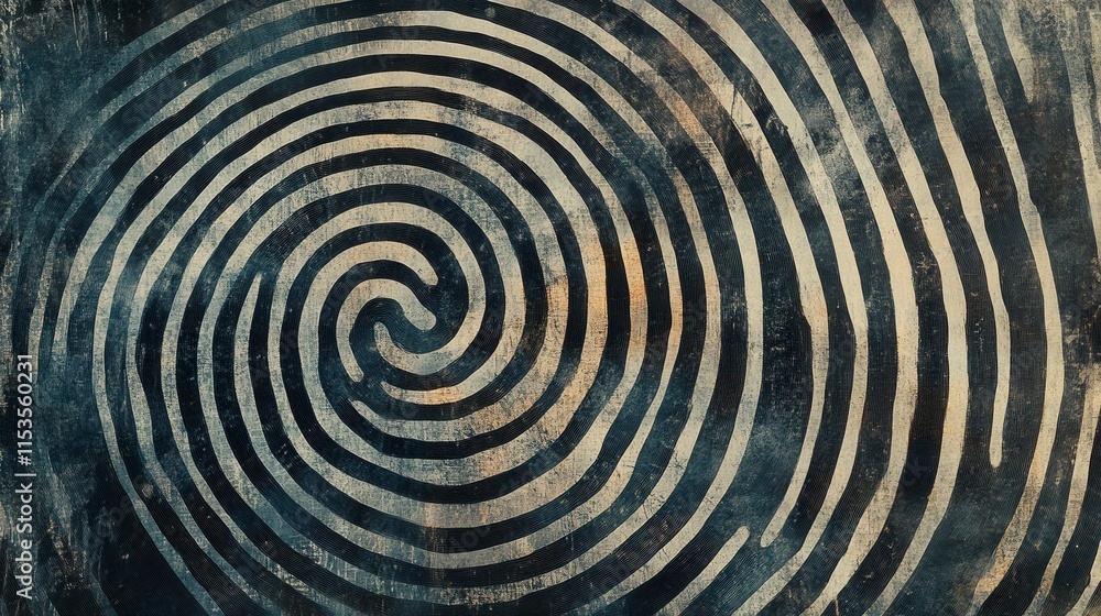 Poster Abstract Spiral Pattern with Distinctive Lines and Textured Background