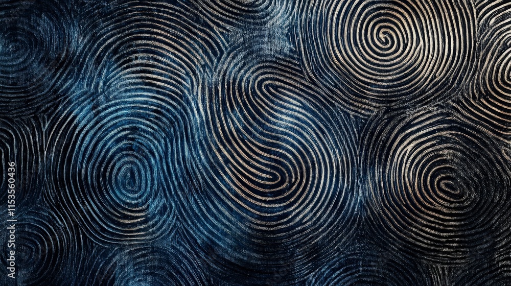 Poster intricate swirls and patterns on deep blue background texture