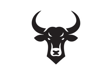 Bold Bull Head Silhouette Logo Design