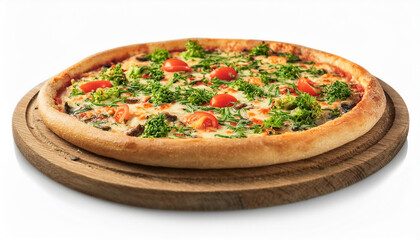 Delicious pizza isolated on white background. Tasty fast food. Unhealthy snack. Cooking and culinary