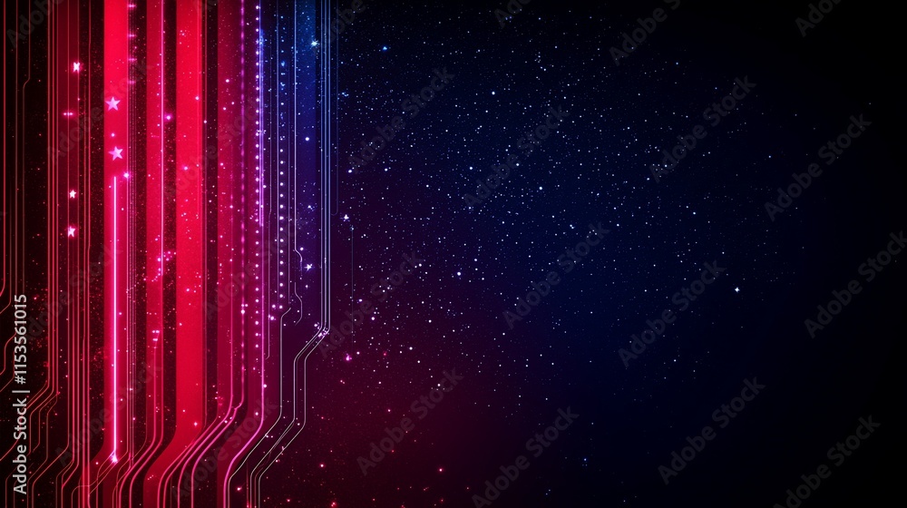 Canvas Prints abstract red and blue digital lines background.