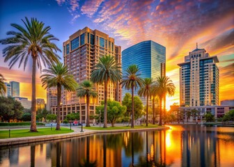 Orlando Sunrise:  Modern Architecture & City Skyline, Florida