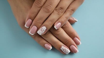 Fototapeta premium Manicured clean hands with freshly painted nails in vibrant nail paint, displayed with an isolated background, showcasing elegant and well-groomed nails