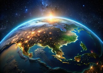 Pangea: Rotating Earth in Space, Night View, Global Geography, Historical Landmasses