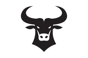 Bold Bull Head Silhouette Logo Design