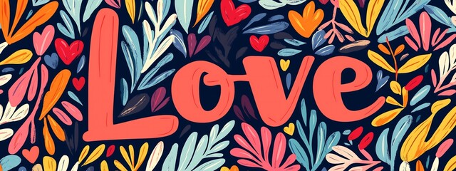 Obraz premium Bold typography with romantic words like 