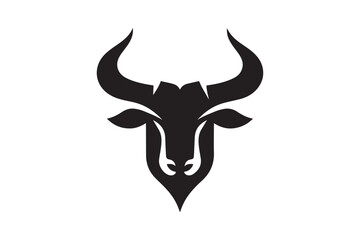 Bold Bull Head Silhouette Logo Design