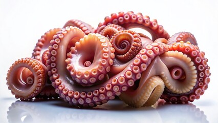 Panoramic Close-up of White Tentacles, Abstract Organic Shapes, Surreal Background