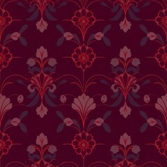 Obraz premium Crimson Floral Damask Pattern 