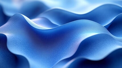 Obraz premium Abstract wavy shapes in blue with a smooth texture. Generative AI