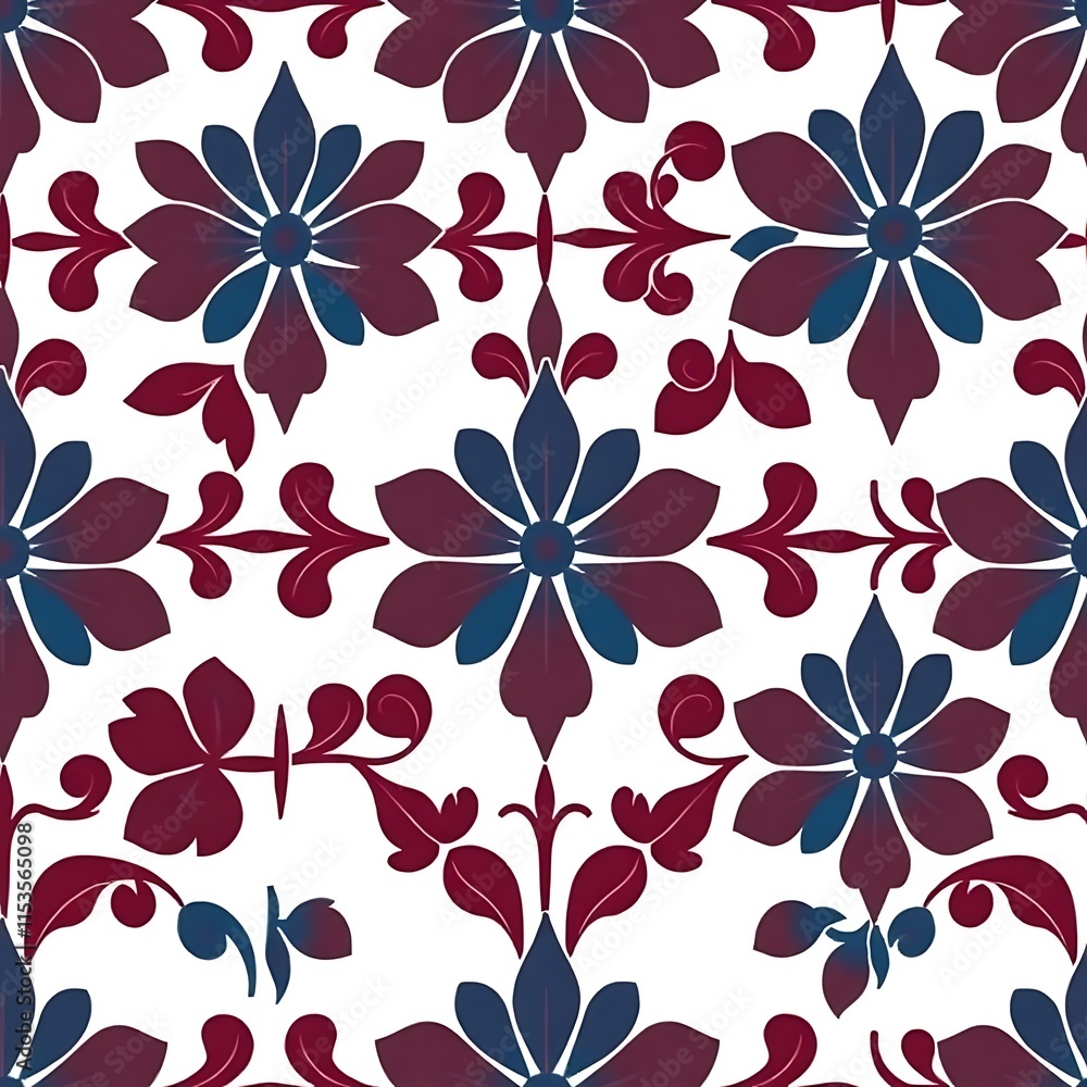Poster damask floral pattern: seamless and elegant, this intricate damask pattern features delicate floral 