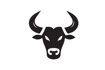 Naklejka premium Bold Bull Head Silhouette Logo Design