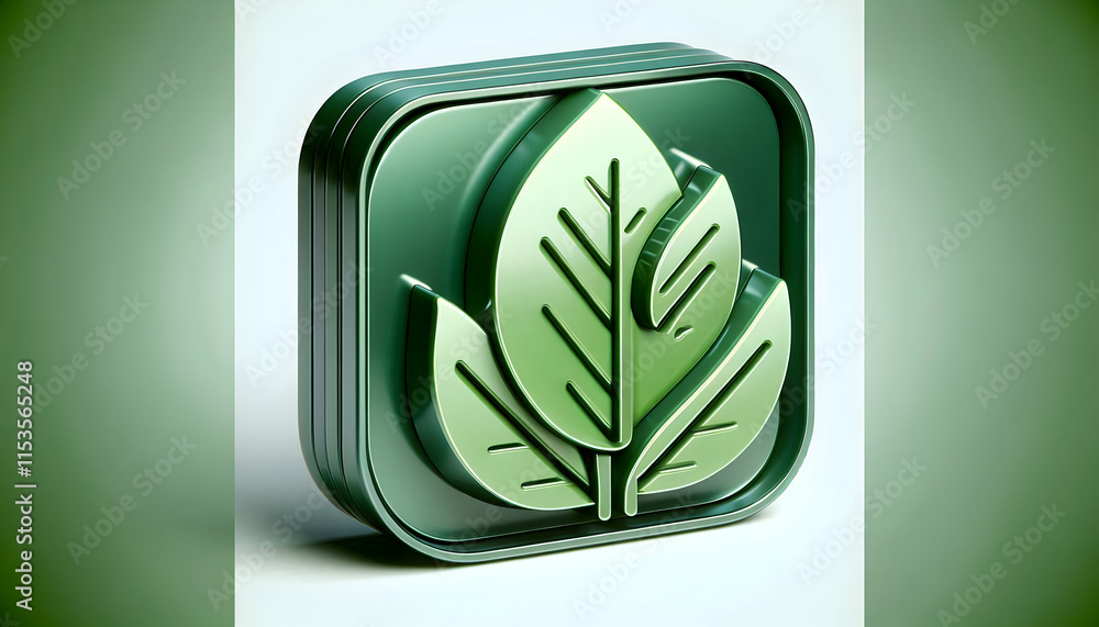 Poster 3d glossy green background with faint leaf patterns for eco consciousness and sustainable practices