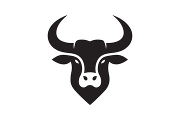 Bold Bull Head Silhouette Logo Design