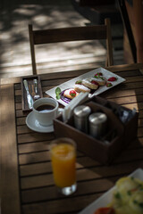 cheese cake breakfast on the summer terrace