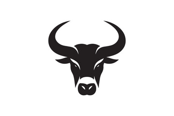 Bold Bull Head Silhouette Logo Design