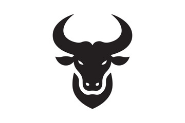 Bold Bull Head Silhouette Logo Design