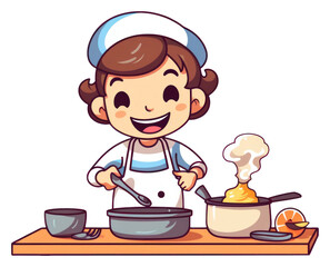 PNG Kid cooking cartoon food happiness.