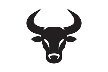 Bold Bull Head Silhouette Logo Design