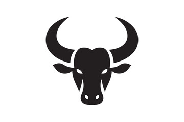 Bold Bull Head Silhouette Logo Design