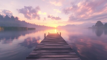 Fototapeta premium Lake Dock Sunset