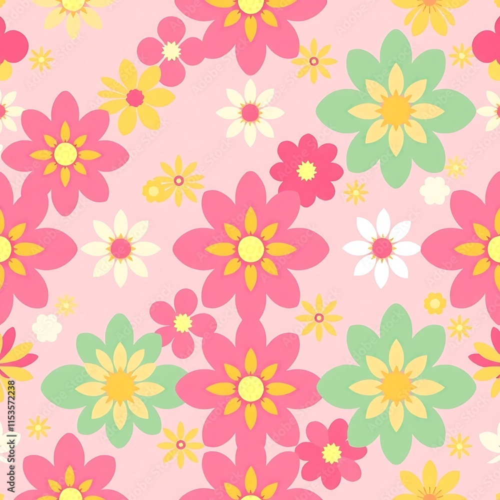 Poster sweet floral pattern: delightful and cheerful, this seamless pattern features a vibrant array of flo