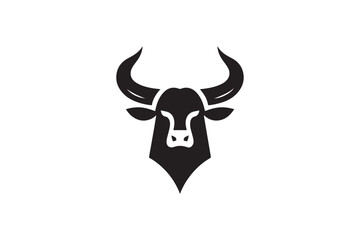Bold Bull Head Silhouette Logo Design