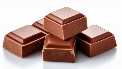 cubes of milk chocolate bar isolated on white background