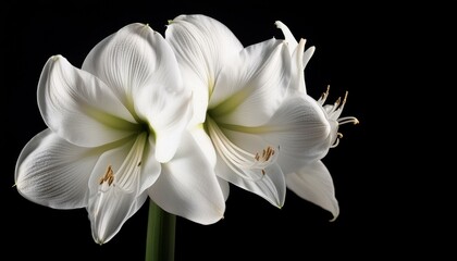 lovely big white amaryllis alaska flower closeup on black history