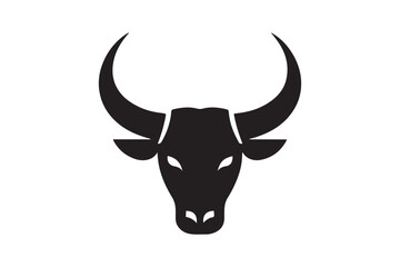 Bold Bull Head Silhouette Logo Design