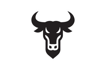 Bold Bull Head Silhouette Logo Design